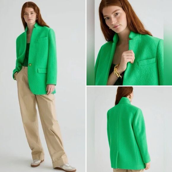 100% Italian Wool Double Faced Blazer J. CREW Green Leighton Jacket 2 - Picture 1 of 13